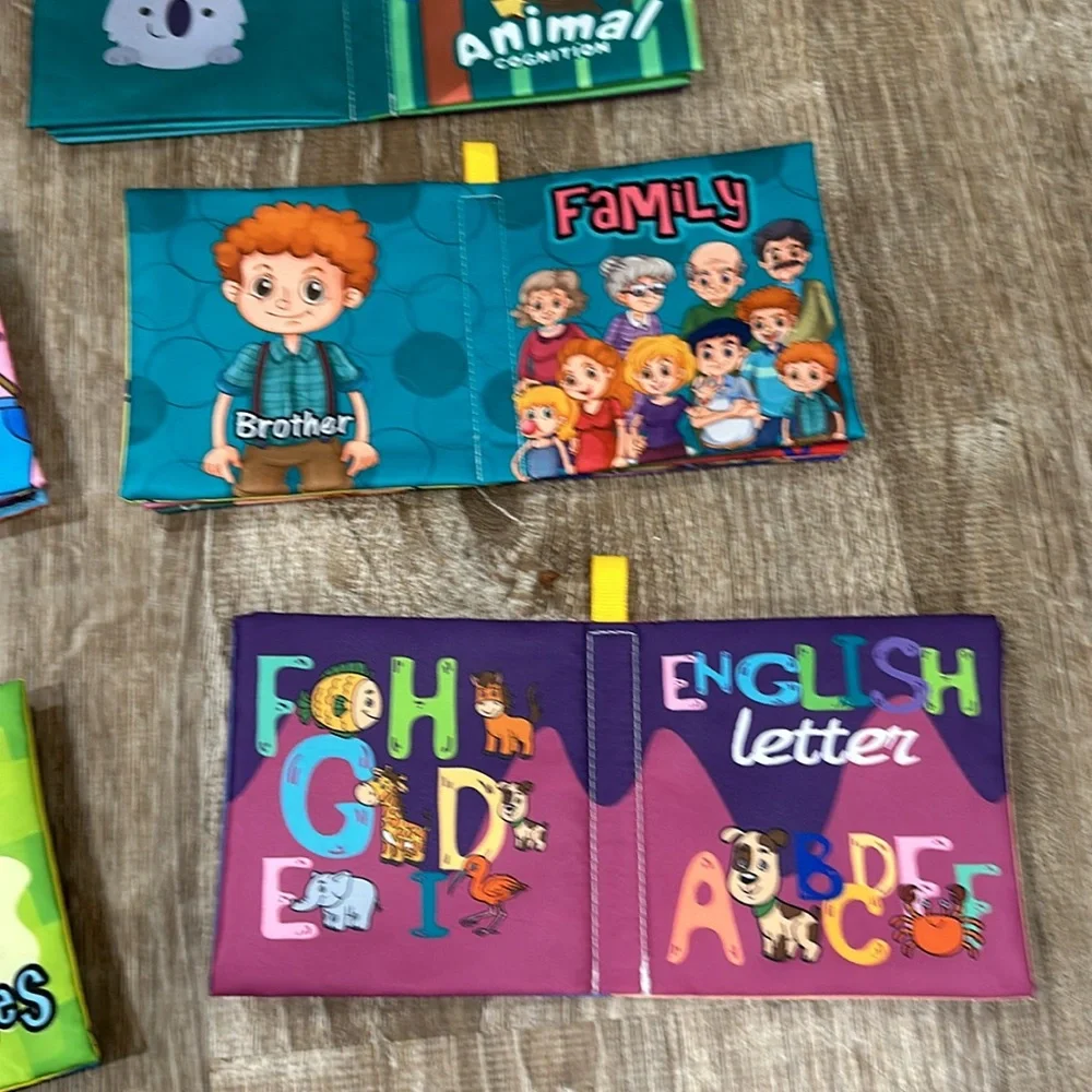 Set of 8 Colorful Educational Soft Books Set for Kids. Waterproof and crinkle.